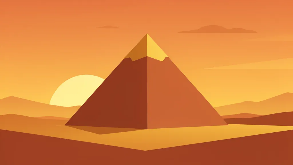 Ilustración de la Pirámide de Keops al atardecer